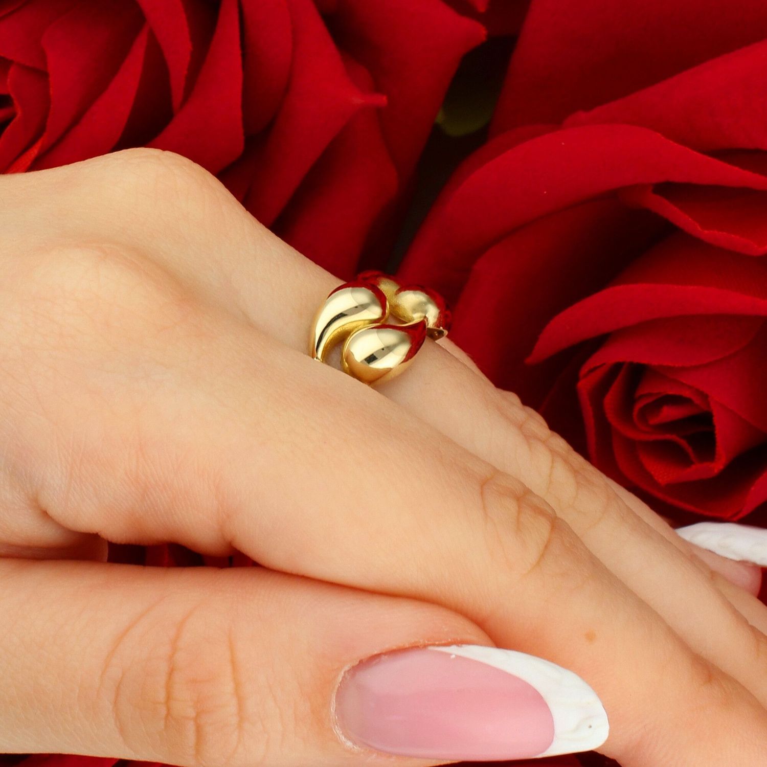 Złoty Pierścionek Damski 375 – designerski, motyw kropla, trendy.jpg